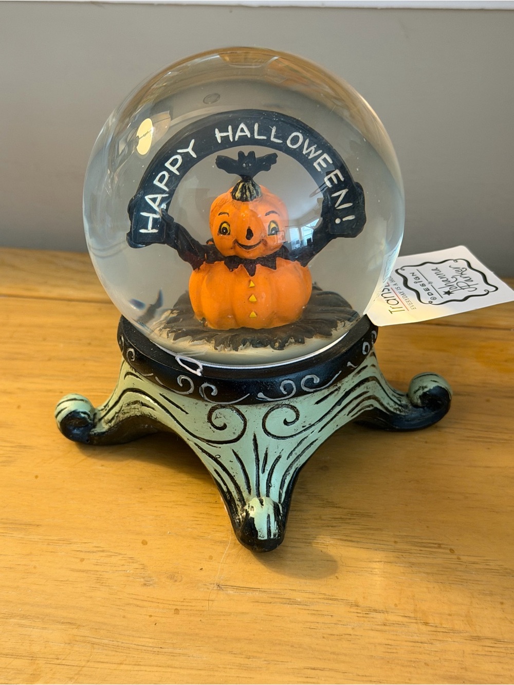 Johanna Parker Happy Halloween Pumpkin Snow Globe - Orange/Black